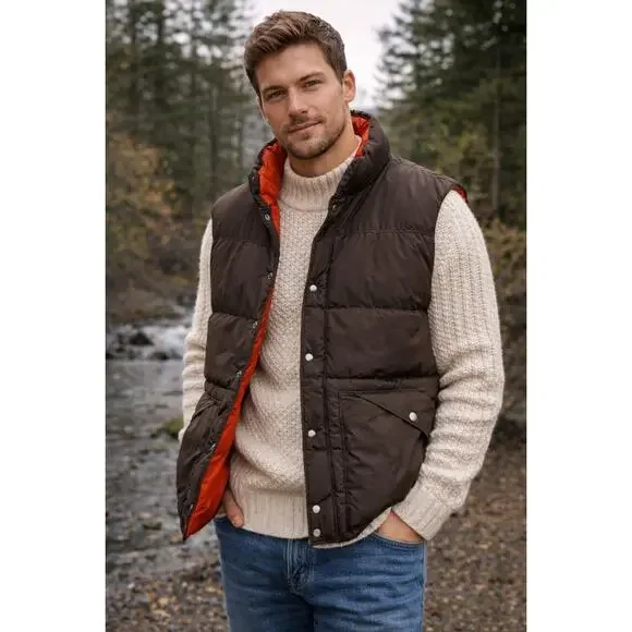 J. Crew Men’s Expedition Premium Down Puffer Vest - Brown - Size Large - Picture 3 of 6